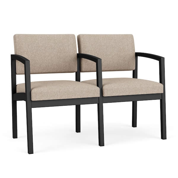 Lesro Lenox Steel 2 Seater with Center Arm, Stone (Beige) Seat, Stone Back, 43.5 W 24.5 L 32 H LS2103 - main